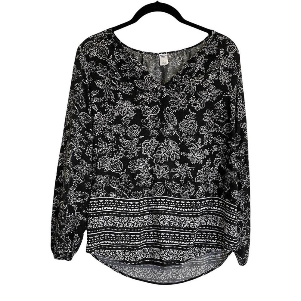 Old Navy Floral Paisley Blouse Womens M Black